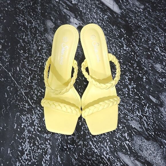 NEW SHOE LAND SL-MILEY SQUARE OPEN TOE HEELED DOUBLE BRAIDED STRAP SLIDE SANDAL - Picture 2 of 15